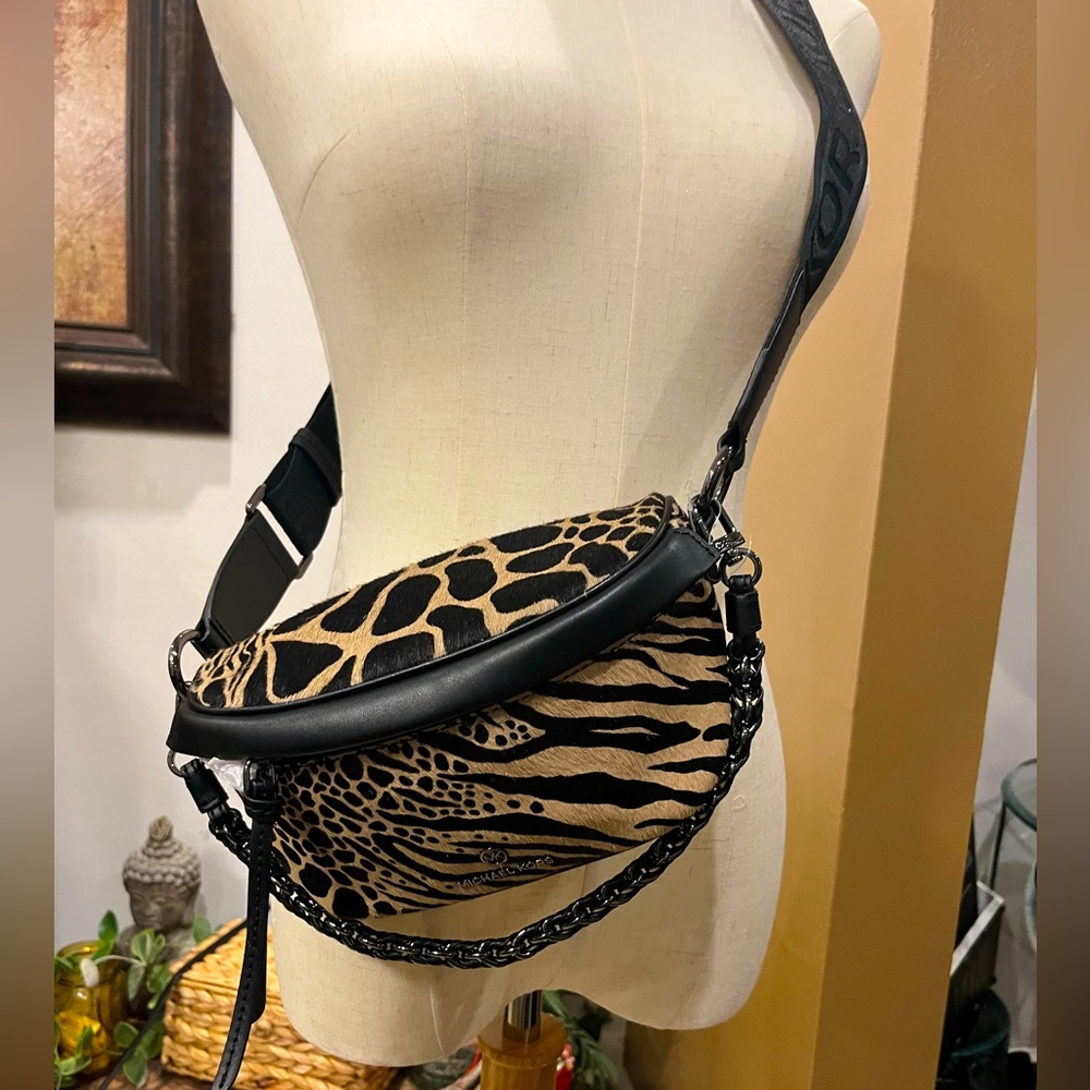 Michael Kors Animal Print Sling Messenger Leather Bag Slater